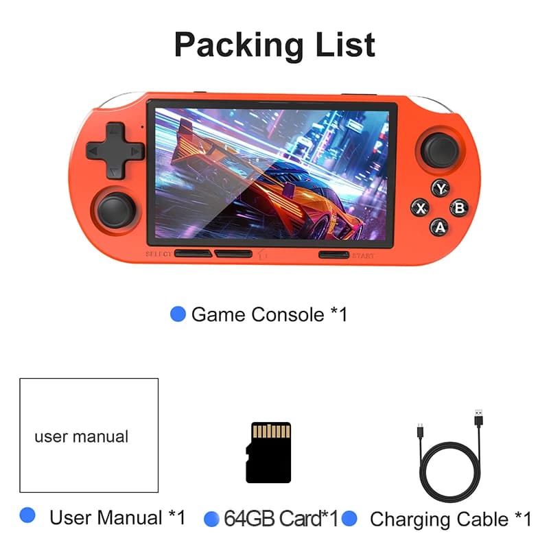 GAMINJA Handheld Portable Gaming Console 4.5Inch HD IPS Screen Display Retro Gaming System LED Lights Built-in 12000 Games