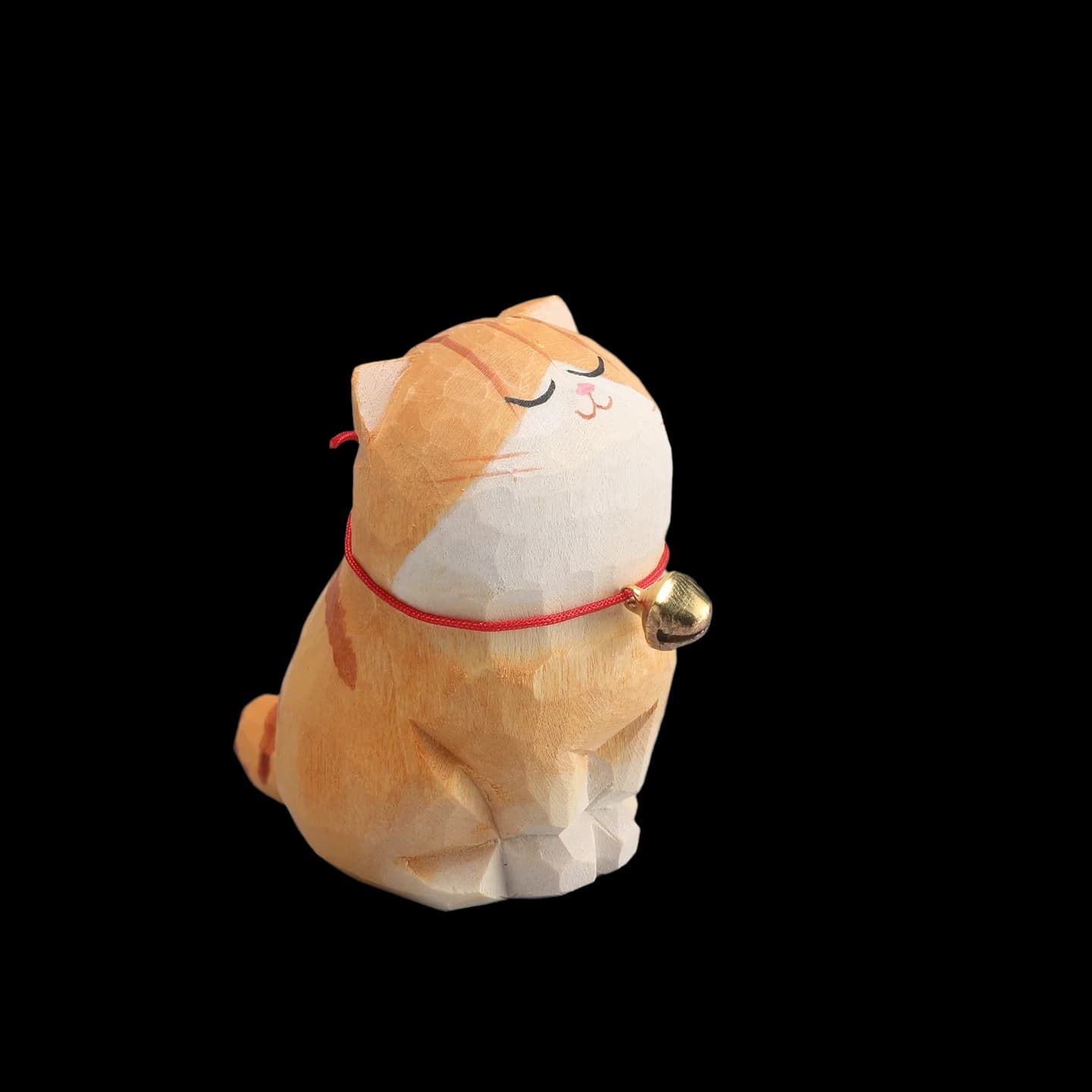 Cute Cat Animals Figurine Decorative Wooden Ornament Kitten Statue Calico Golden Gradient Cat Home Office Desk Car Decor Gift