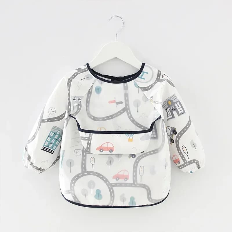 Baby Bibs Waterproof Infant Eating Bib with Pocket Children Drawing Long Sleeve Apron Kid Burp Cloth Boys Girls Bandana Stuff