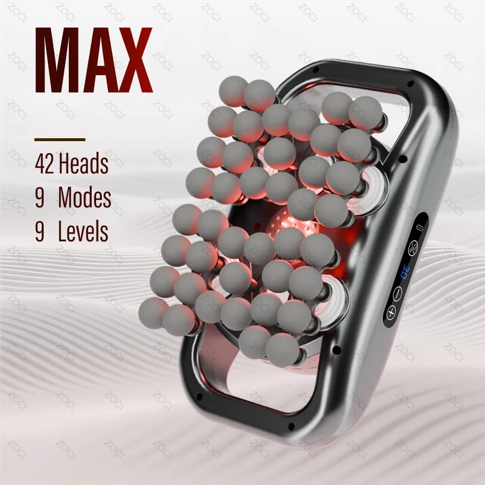 42 Head Massage Gun Professional Muscle Fascia Gun Powerful Vibration Deep Tissue Massager for Shoulder Waist Back Leg Body