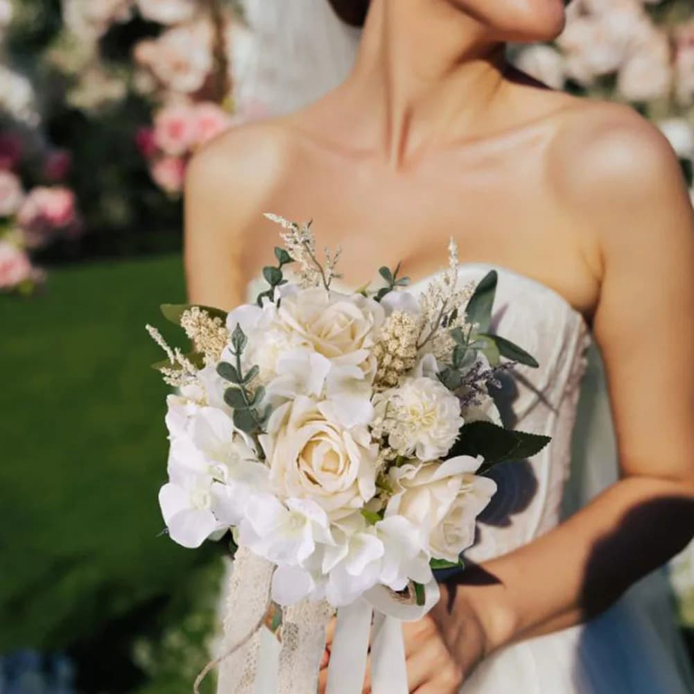 Wedding Decor 20.3*30cm Simulated Rose Bouquet Diy Wedding Floral Decorations Fake Bouquet Perfect For Weddings