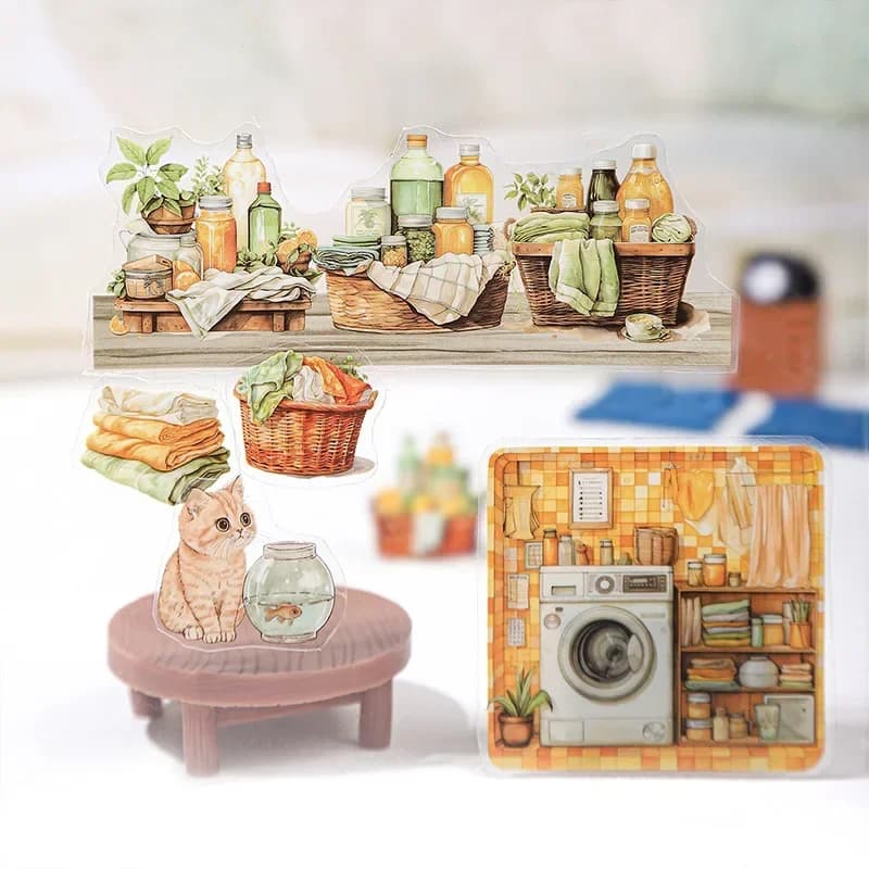 Homely Aesthetics 18 Exquisite Dual Material Die-Cut Stickers in 6 Home Decor Designs Soft  Time Series