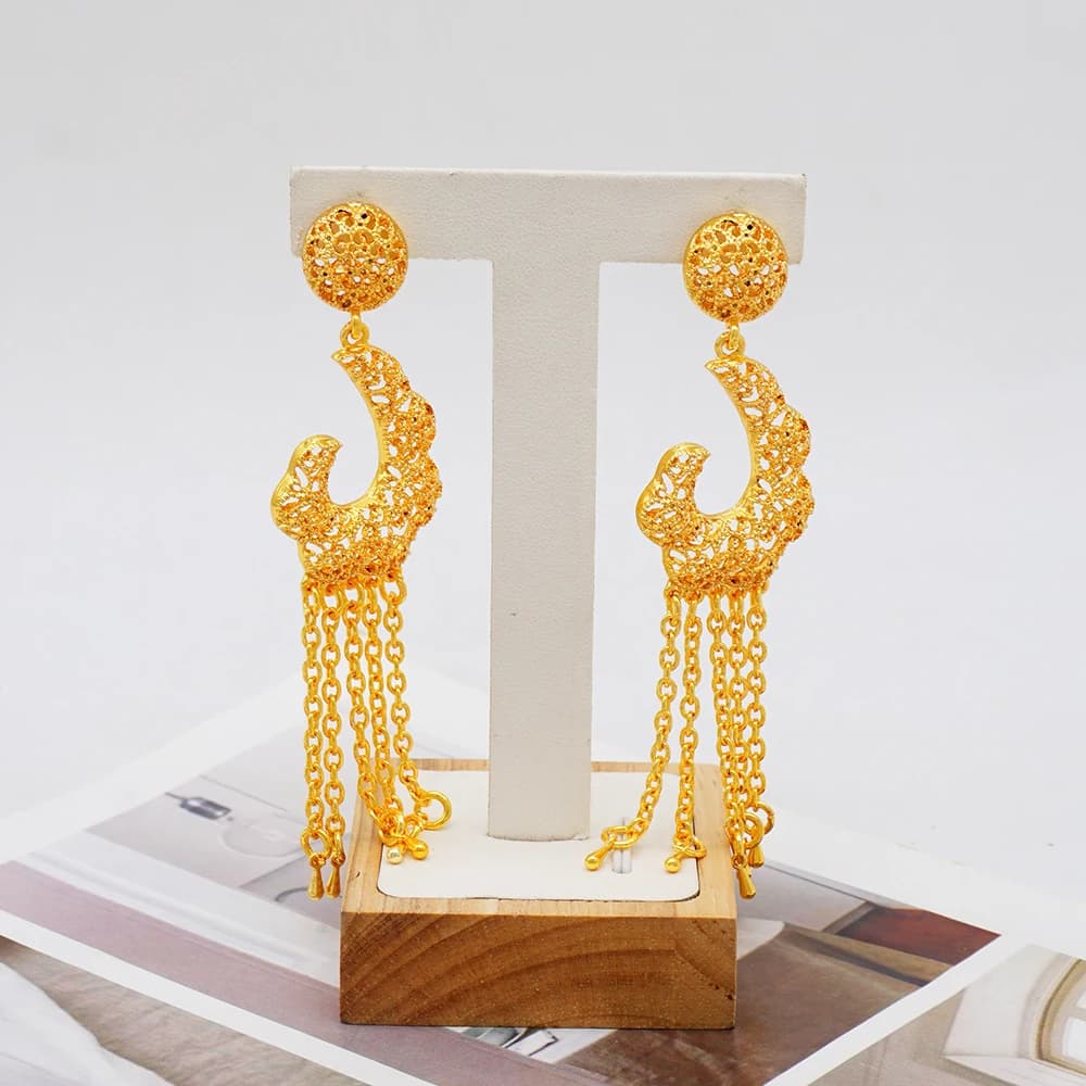 Elegant Italian Dubai Jewelry Sets Luxury Design Full Set Party Jewelry Two Tone Necklace Earrings Ring And Bracelet