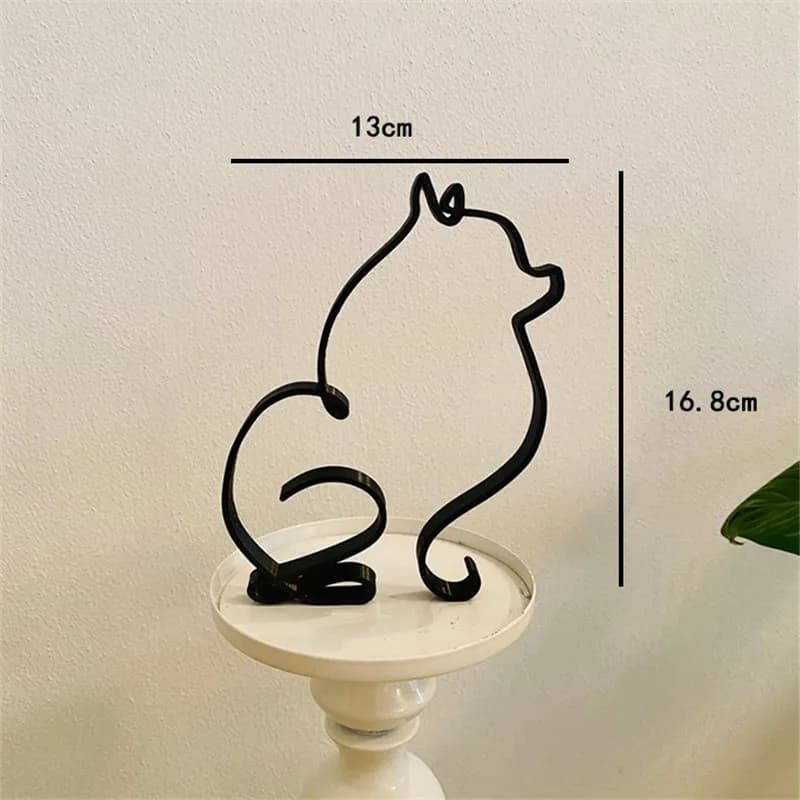 Dog Art Sculpture Metal Dog Abstract Minimalist Art Iron Figurines Office Desktop Accessories For Home Decoration Cute Miniature