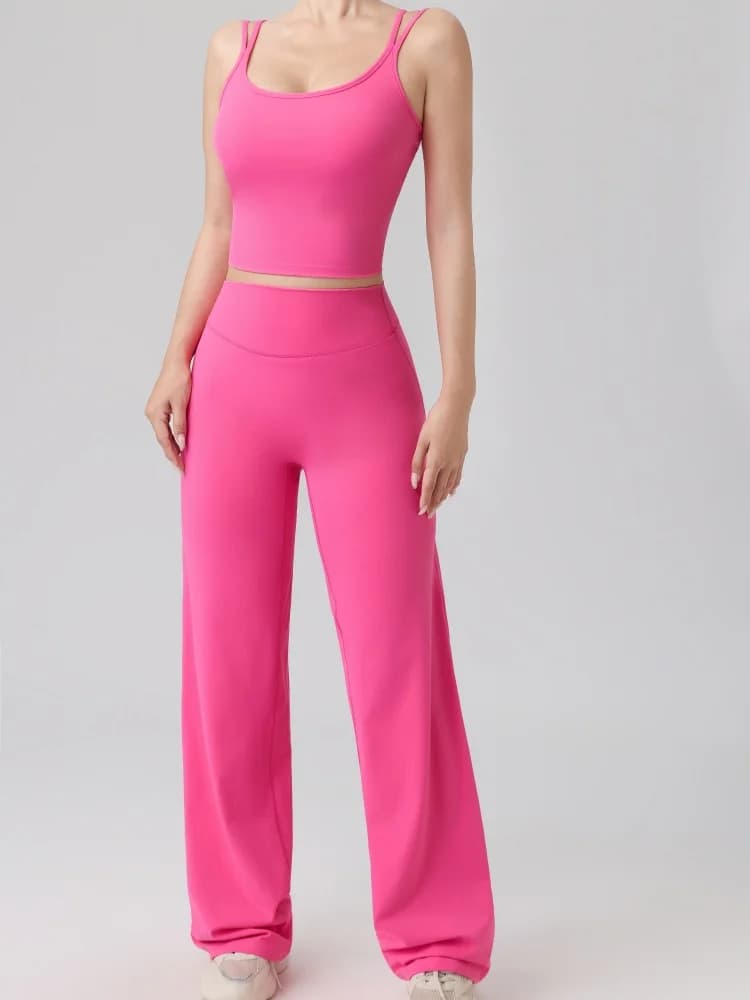 Fitness Set Women's Yoga Suit Sports Vest Straight Pants Suit Gym Tracksuit Female Workout Clothes Running Push Up Sportswear