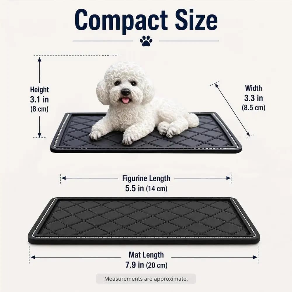 Dog Dashboard Decoration Realistic Cute Resin Puppy Statue With Mat Car Dash Decorations For Desks Bookshelves Tables Home decor