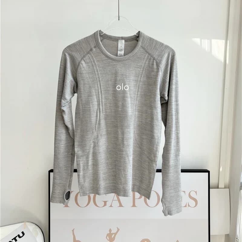 Fitness top yoga suit, women's tight fitting long sleeved slim fit outerwear for training, running, breathable sports t-shirt
