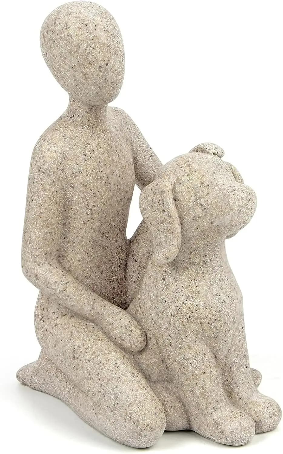 Dog Statue Home Decor, Man with Dog Sculpture for Desk Office Living Room, Hand-Painted Resin Figurine - Memory Gift for Pet Lov