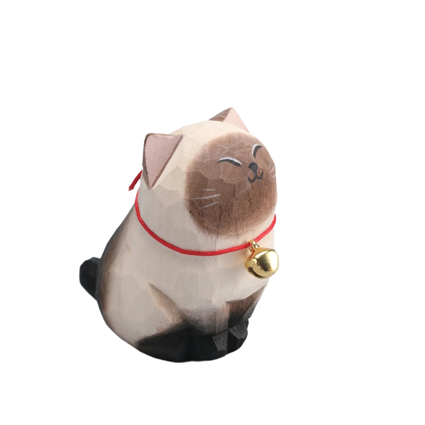 Cute Cat Animals Figurine Decorative Wooden Ornament Kitten Statue Calico Golden Gradient Cat Home Office Desk Car Decor Gift