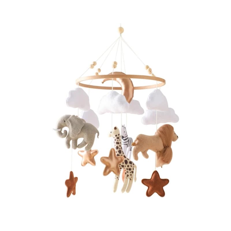 Baby Crib Mobile Rattle Toy For 0-12 Months Cartoon Felt Forest Animal Bed Bell Hanging Wooden Bracket Mobile Newbaby Rattle Toy