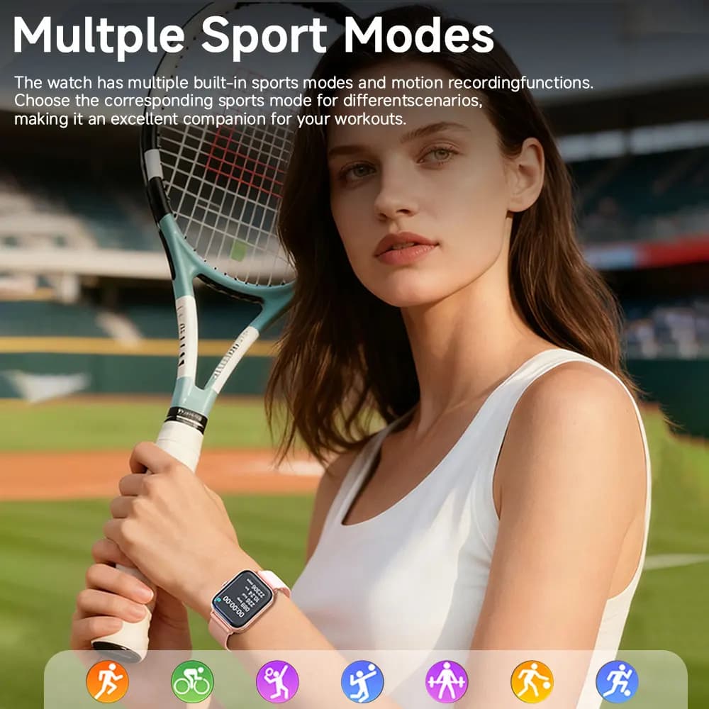 Smart Watch for Android iOS Ultra Low Power Bluetooth Calling Fitness Tracker Music Control Voice Assistant Metal Body Sports