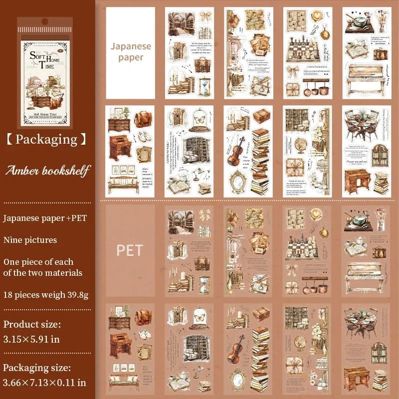 Homely Aesthetics 18 Exquisite Dual Material Die-Cut Stickers in 6 Home Decor Designs Soft  Time Series