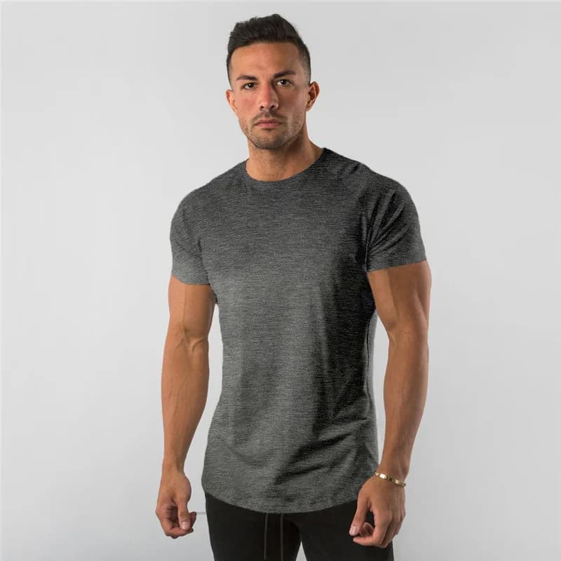 Fitness T-Shirt Men Bodybuilding Short Sleeve Sport Running T-shirt Men Sportswear Workout Shirts Male Men Gym Summer Tops Tee