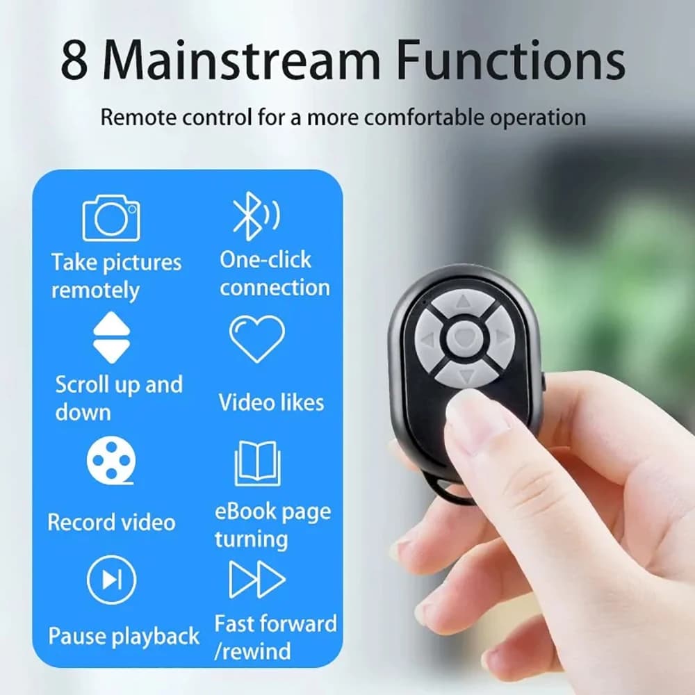 Mini Bluetooth Remote Control for TikTok Scrolling Selfie Photos Video Play Pause Page Turner for iPhone Xiaomi Android Phones