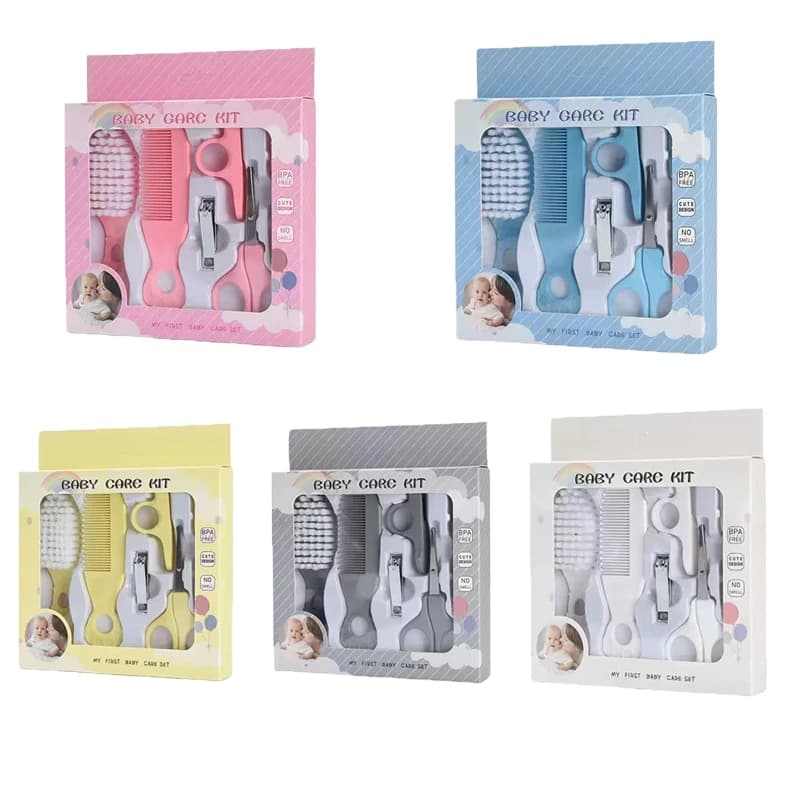 Baby Grooming Kit Baby Care Set Cute Design Comb Brush Nail Clippers Scissors Safe Newborn Infant Grooming Tools