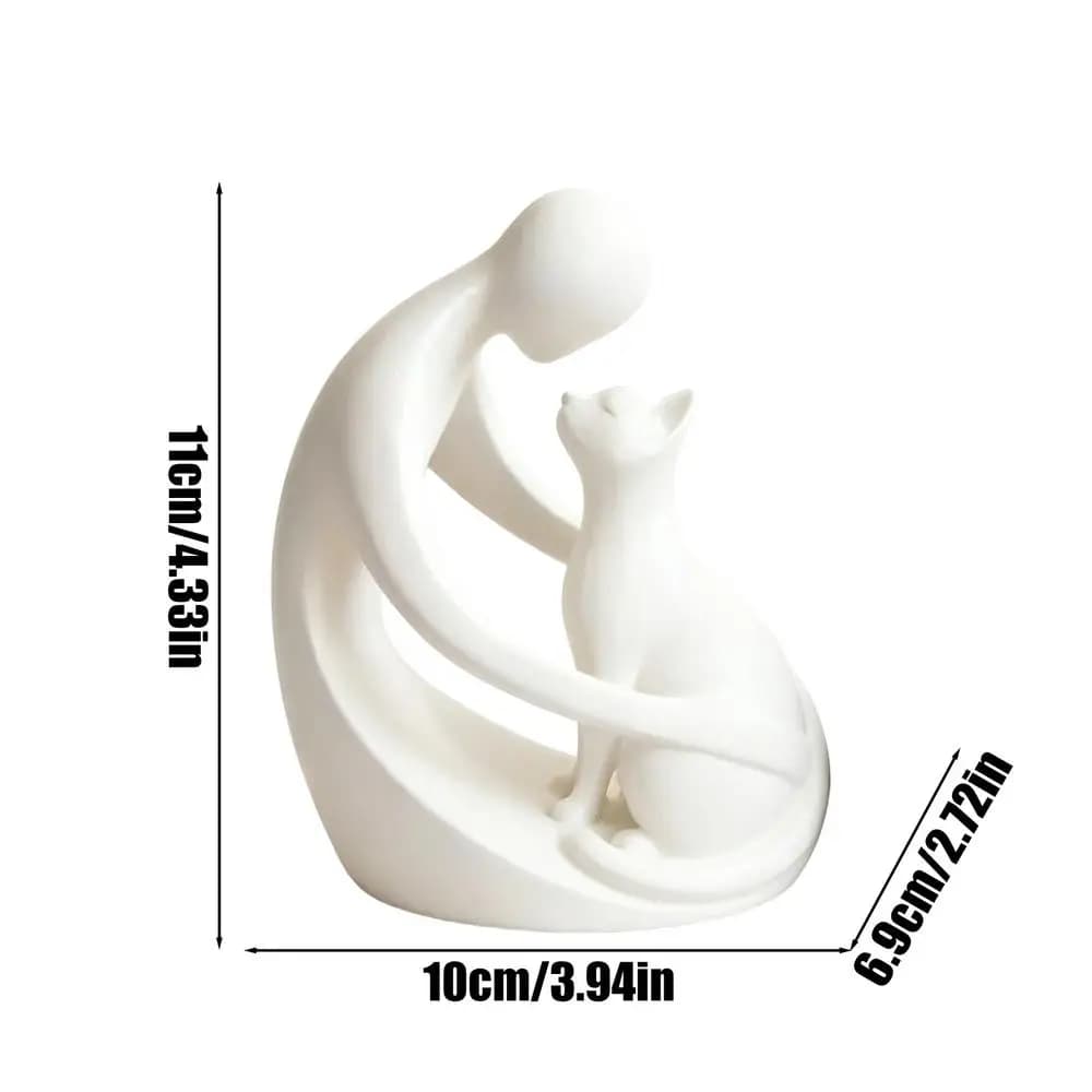 Cat sculpture home decor, a statue symbolizing the friendship between humans and cats, a desktop ornament for cat lovers