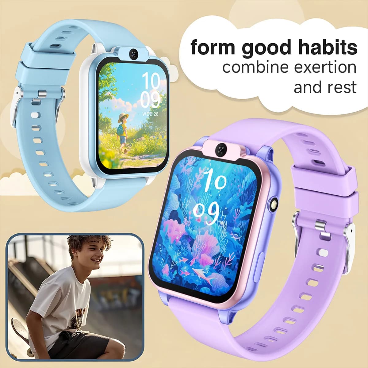 2026 NEW Smart Watch for Children Multifunctional Watch Camera Control Take Photo Multi-mode Wisdom Games 24 Languages Gift Kids