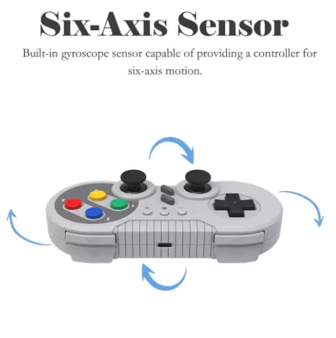 Ergonomic Gray Gaming Controller with Turbo & Motion Vibration Compatible for Switch OLED PC SNES - Motion Controlled Video Game