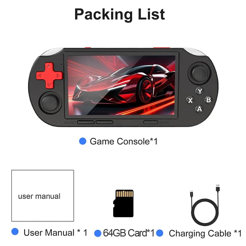 GAMINJA Handheld Portable Gaming Console 4.5Inch HD IPS Screen Display Retro Gaming System LED Lights Built-in 12000 Games