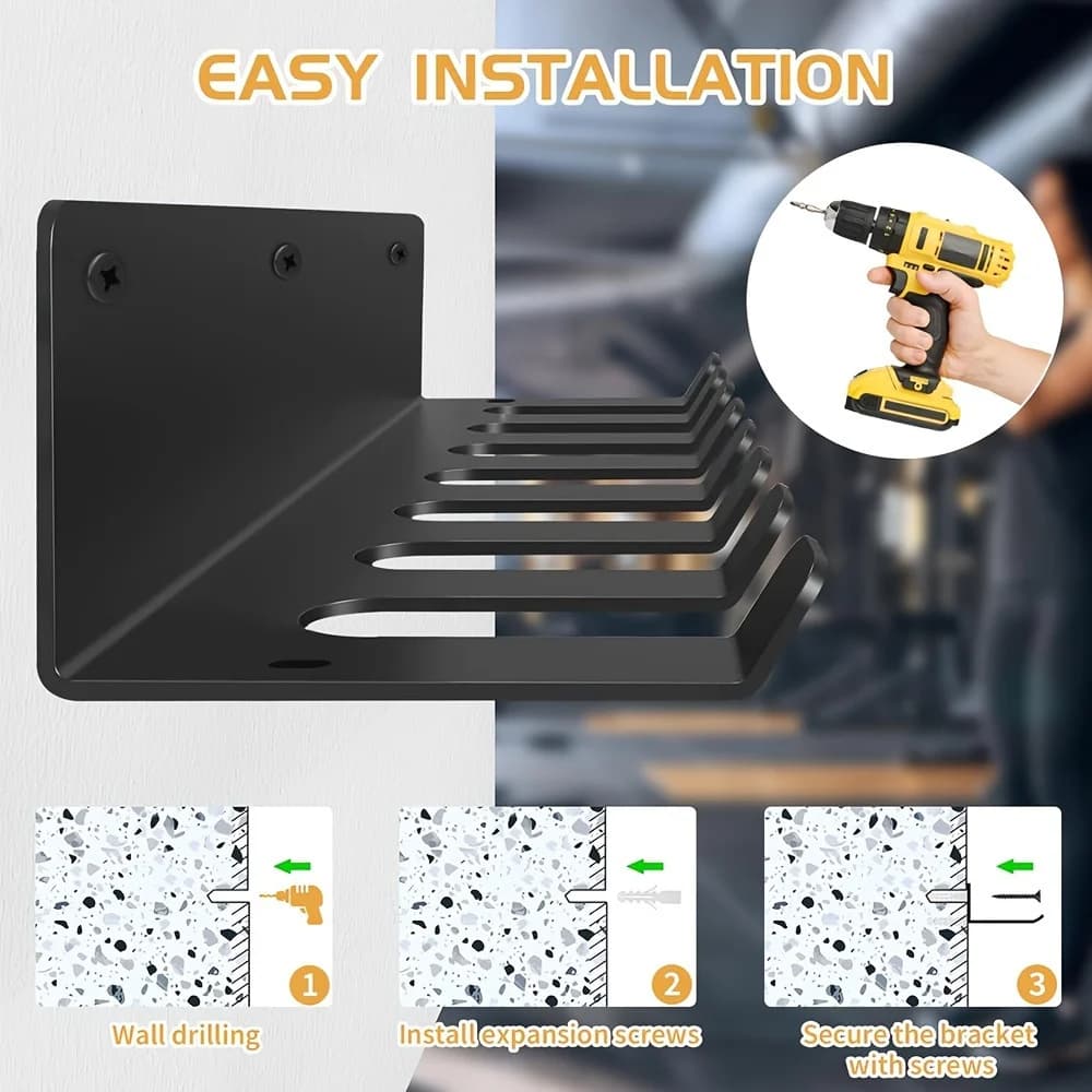 [Fitness Equipment Organizer] Multifunctional Black Iron Wall-Mounted Fitness Equipment Organizer - Perfect Gift for Home Gym