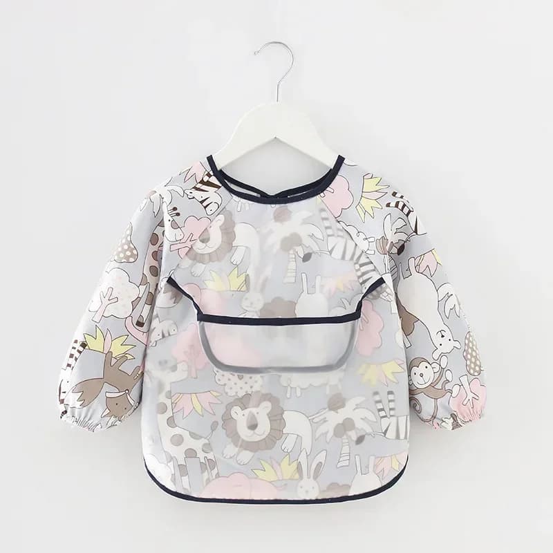 Baby Bibs Waterproof Infant Eating Bib with Pocket Children Drawing Long Sleeve Apron Kid Burp Cloth Boys Girls Bandana Stuff