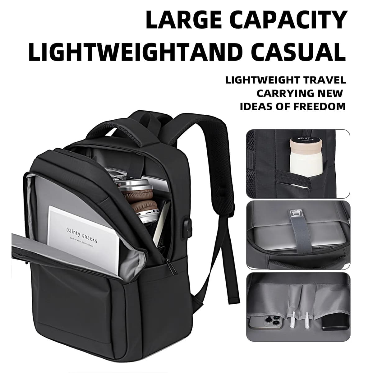 Backpack for Men, Large Capacity, Lightweight Travel Backpack, Commuting Business Computer Bag, High School and College Student Bag
