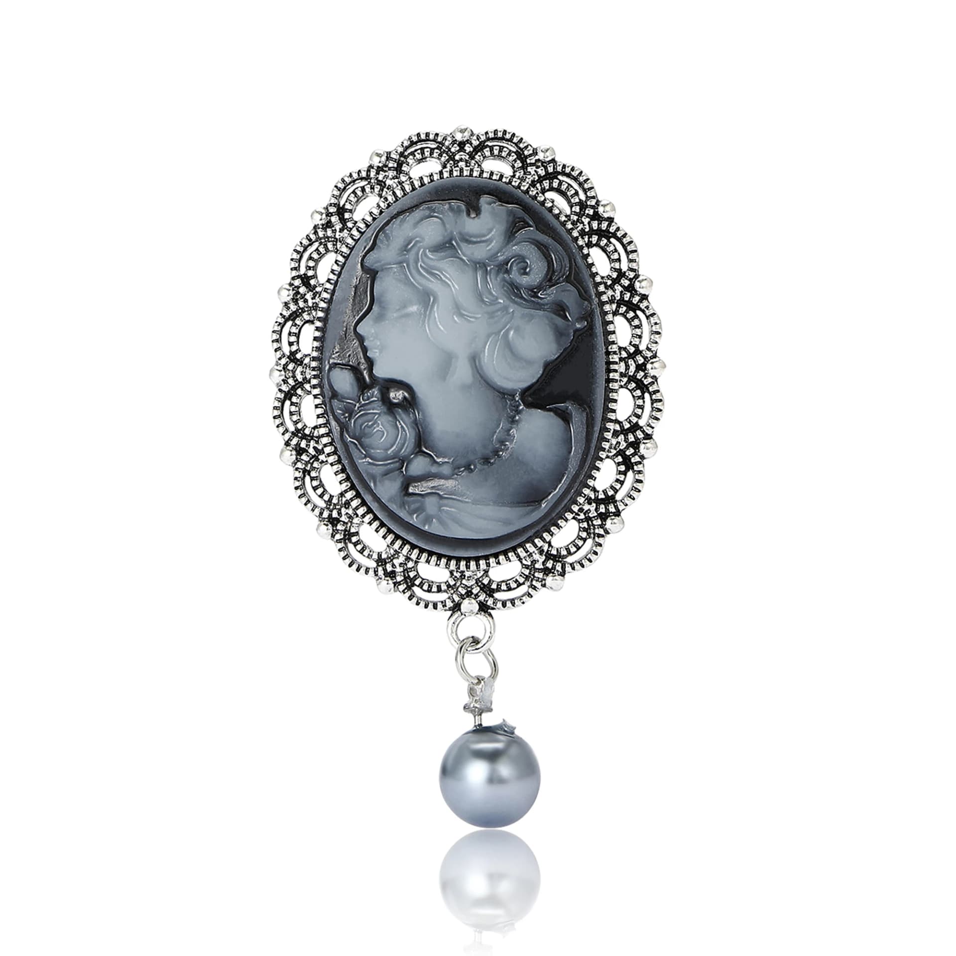Beaut&Berry Vintage Enamel Pendant Beauty Head Brooches for Women Unisex Figure Pins Casual Party Accessories New Gifts Friends