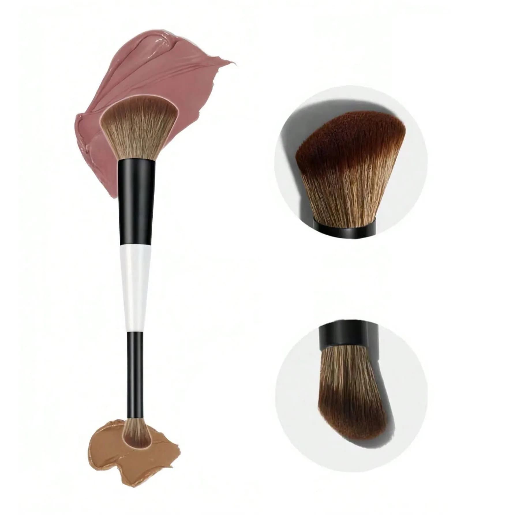 1 double-ended makeup brush, foundation brush, concealer brush, blush brush, contour brush, eyeshadow brush, multi-functional makeup brush