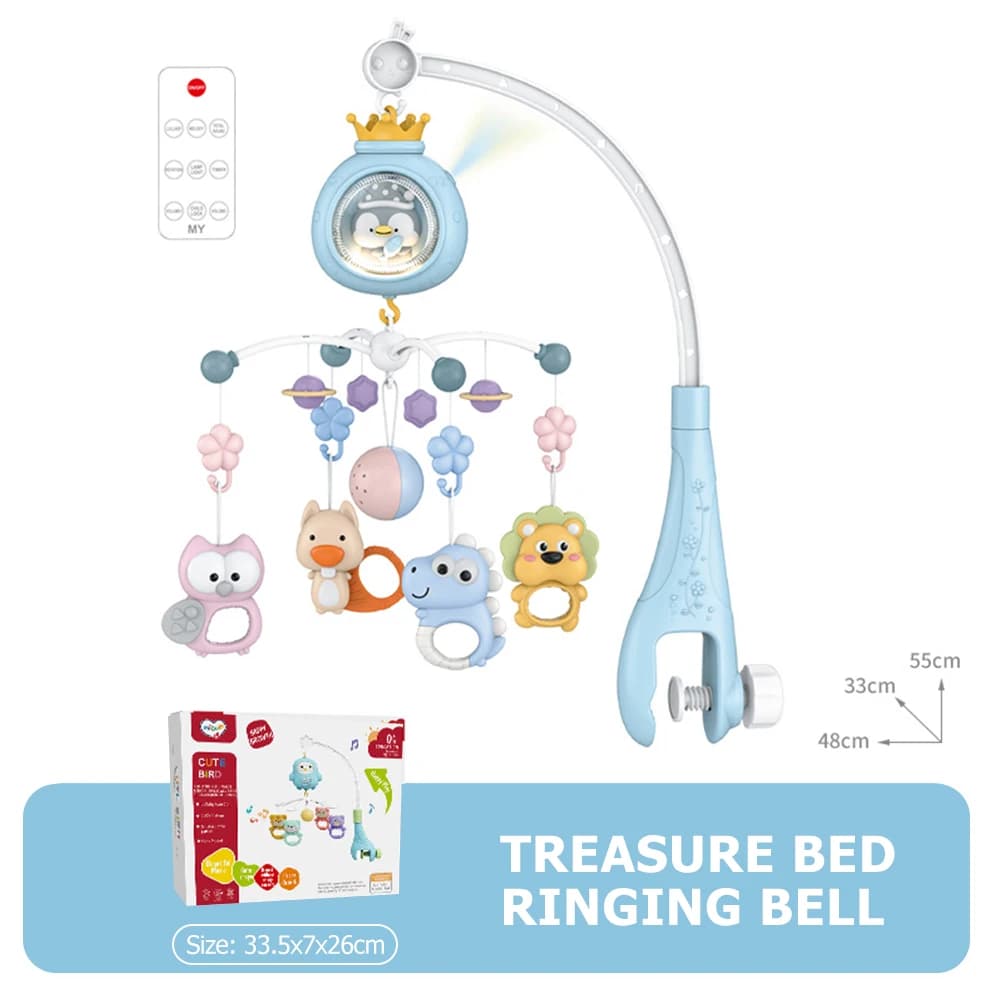 ​Baby Crib Mobile with Projector and Night Light, Remote Control Musical Rotating Toy with Soothing Lullabies for Newborns