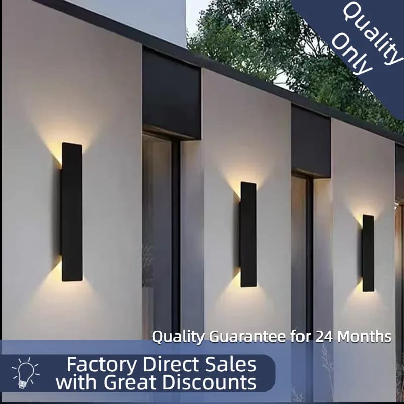 LED Long Wall Lamp, Up & Down Light, Outdoor Waterproof, Modern Minimalist, for Courtyard, Corridor, Staircase, Aisle, Pillar, B