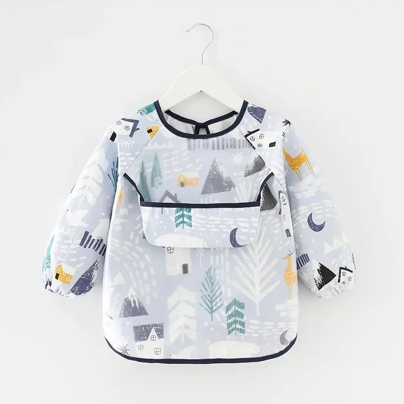 Baby Bibs Waterproof Infant Eating Bib with Pocket Children Drawing Long Sleeve Apron Kid Burp Cloth Boys Girls Bandana Stuff