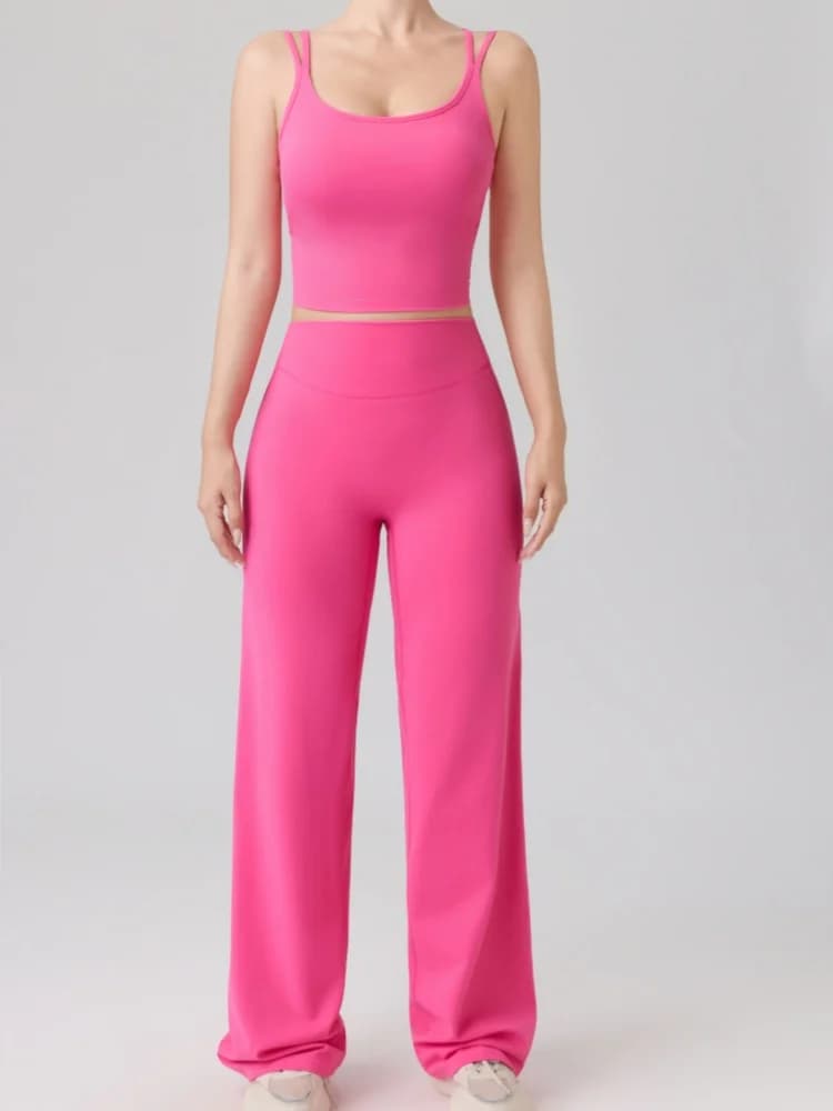 Fitness Set Women's Yoga Suit Sports Vest Straight Pants Suit Gym Tracksuit Female Workout Clothes Running Push Up Sportswear