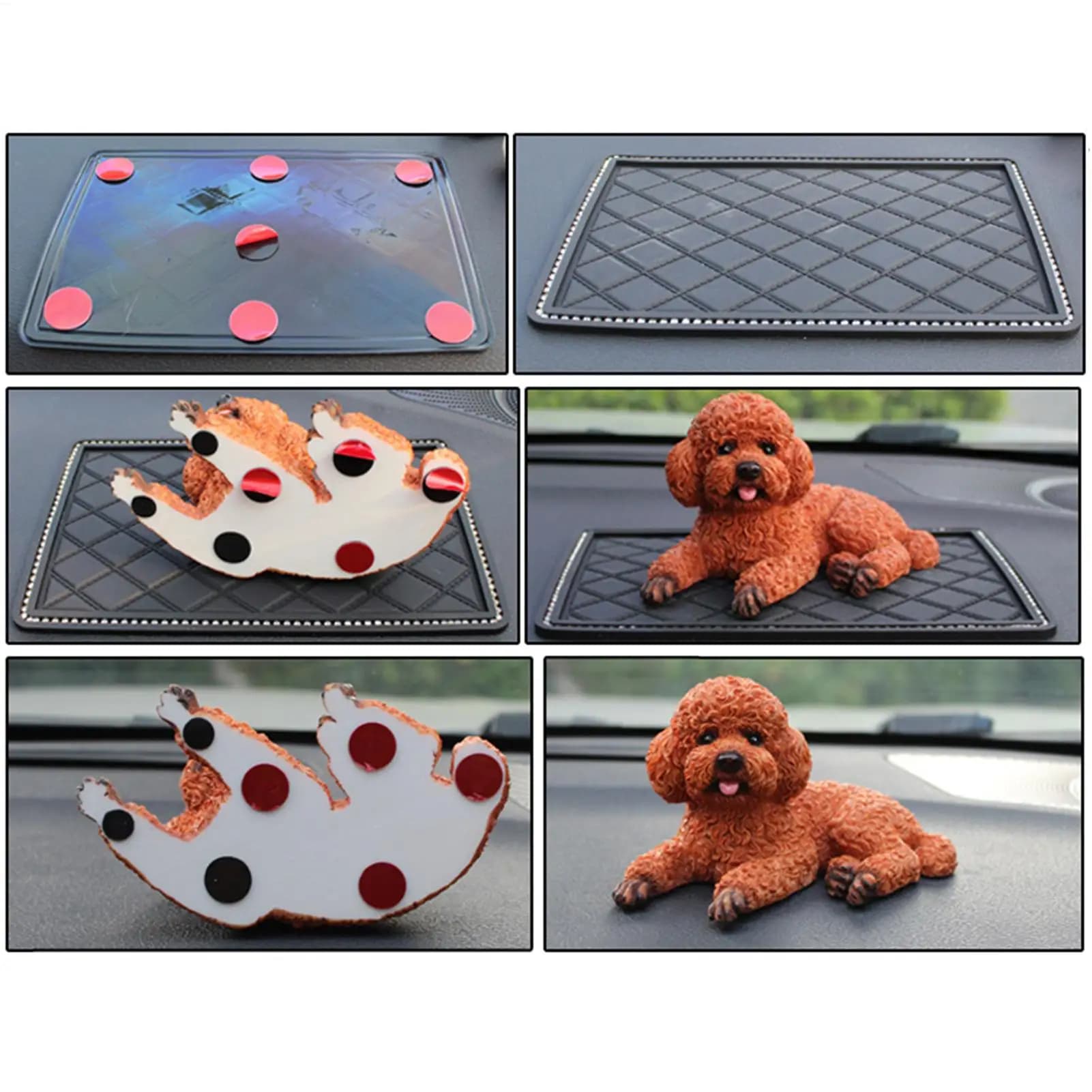 Dog Dashboard Decoration Realistic Cute Resin Puppy Statue With Mat Car Dash Decorations For Desks Bookshelves Tables Home decor
