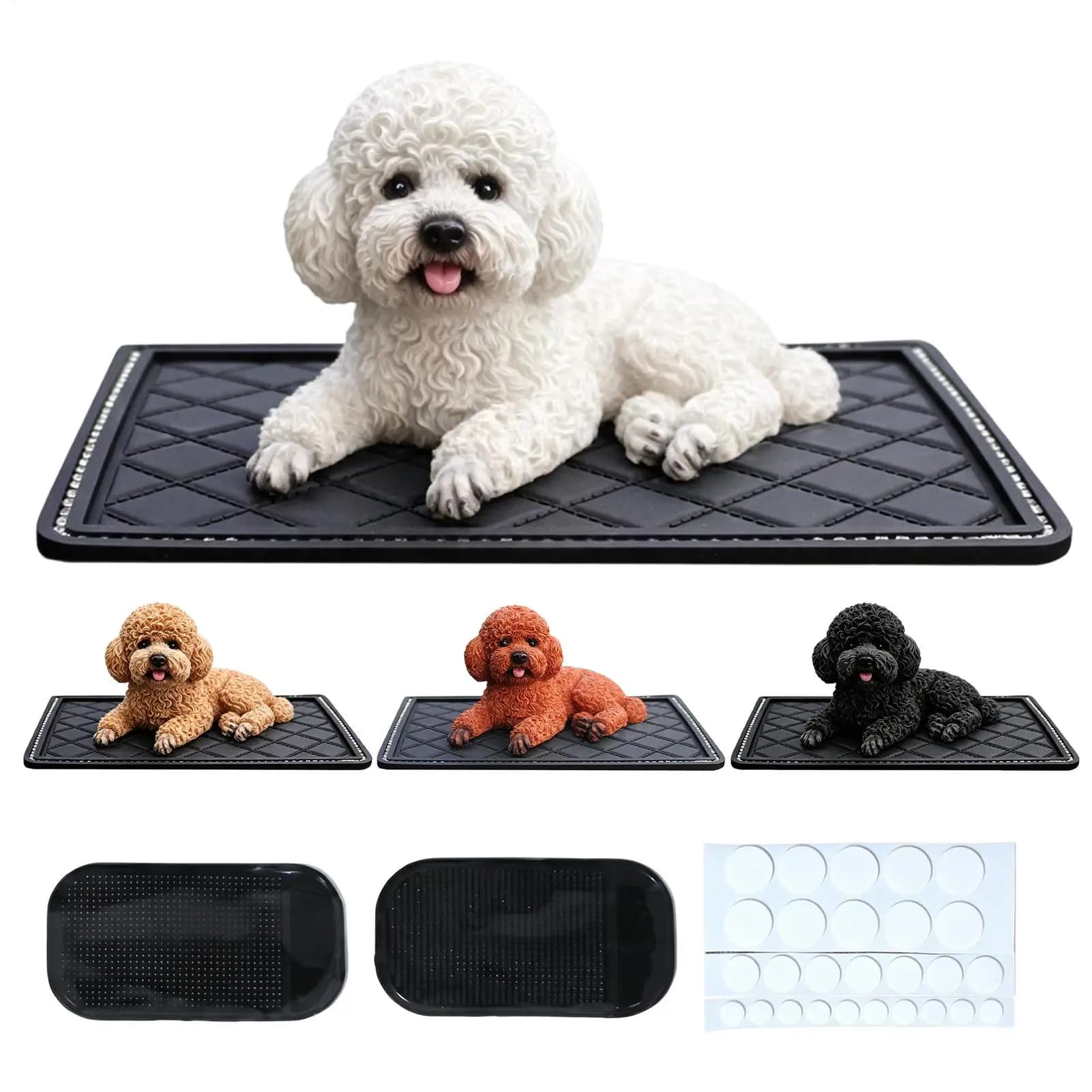 Dog Dashboard Decoration Realistic Cute Resin Puppy Statue With Mat Car Dash Decorations For Desks Bookshelves Tables Home decor