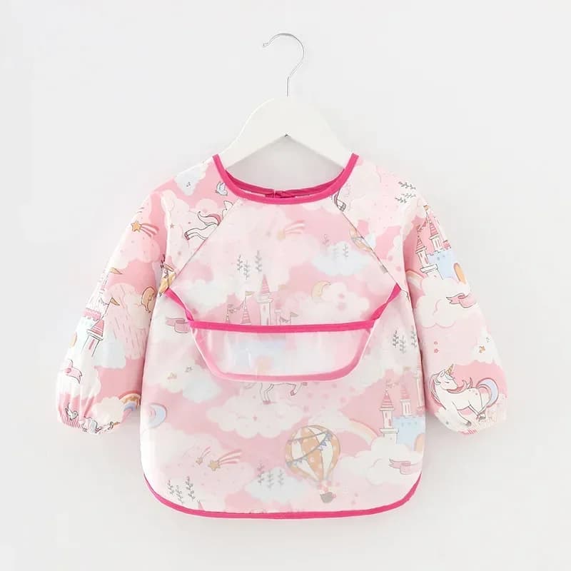Baby Bibs Waterproof Infant Eating Bib with Pocket Children Drawing Long Sleeve Apron Kid Burp Cloth Boys Girls Bandana Stuff