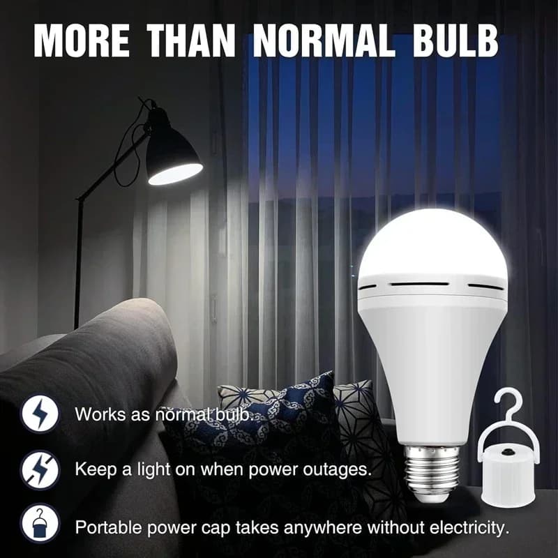 LED Rechargeable Light Bulb 7w 9w 12w 15w 85-265V Emergency Bulb Portable Hanging Camping Lamp for Tent Home Power Failure Porch