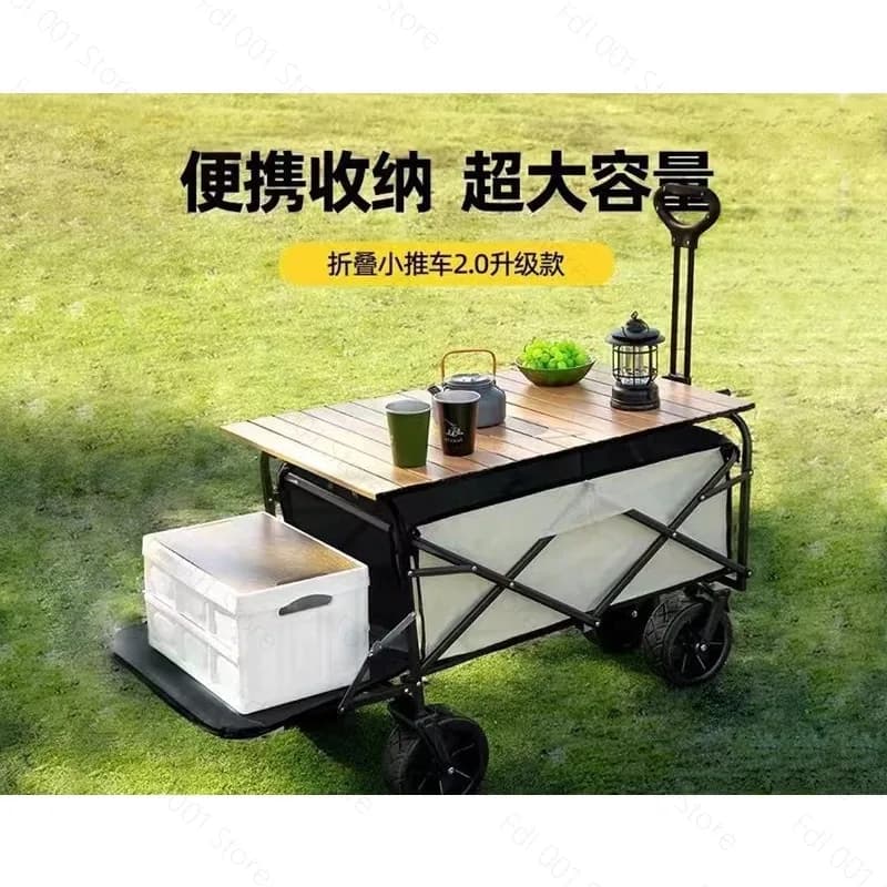 Outdoor camping vehicle, campsite vehicle, portable picnic trolley trailer, camping stall folding cart