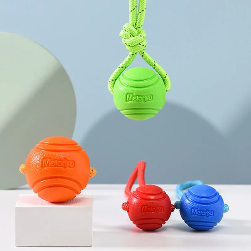 Dog Training Ball on Rope Cotton Rope Ball Nontoxic Durable Toy for Small Medium Dogs Interactive Pull Throw for Indoor Outdoor
