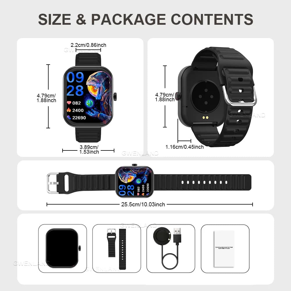 New Smart Watch for Men Women - 2.01" HD Full Touch Screen, wireless Call, Health monitoring & Sleep Monitor, Fitness Tracker,