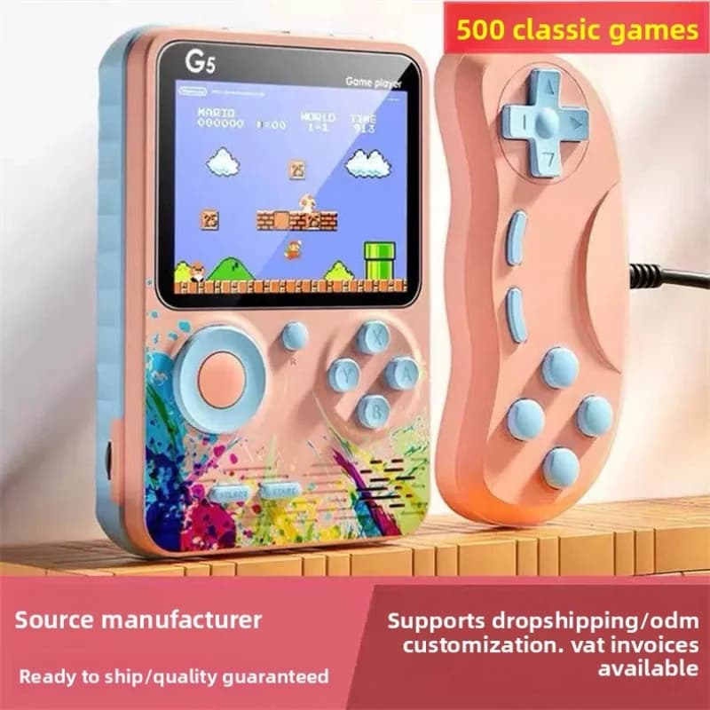 G5 Handheld Game Console Retro 500 Games Dual Player TV Output Classic Nostalgic Portable Gaming Machine with Colorful Display