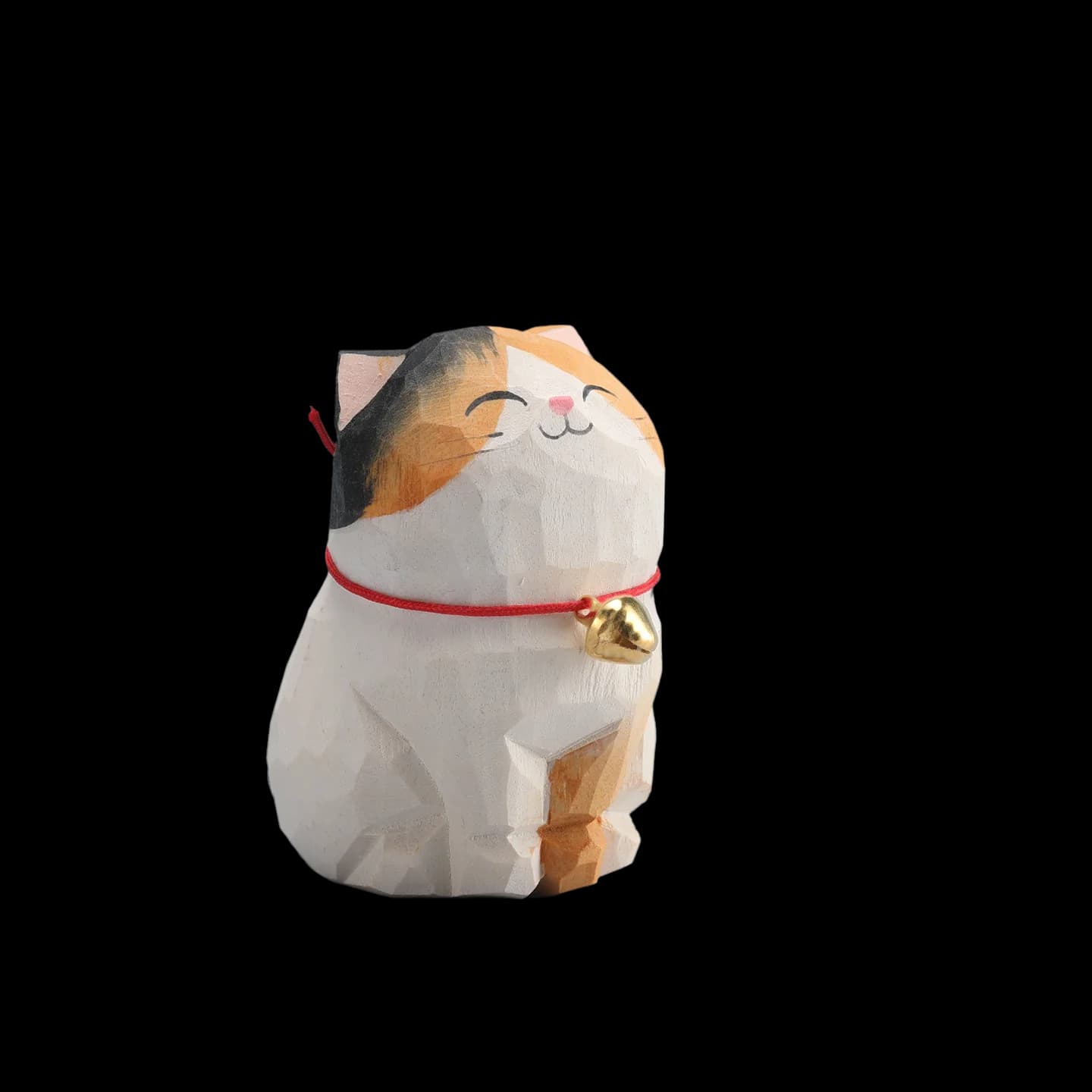 Cute Cat Animals Figurine Decorative Wooden Ornament Kitten Statue Calico Golden Gradient Cat Home Office Desk Car Decor Gift