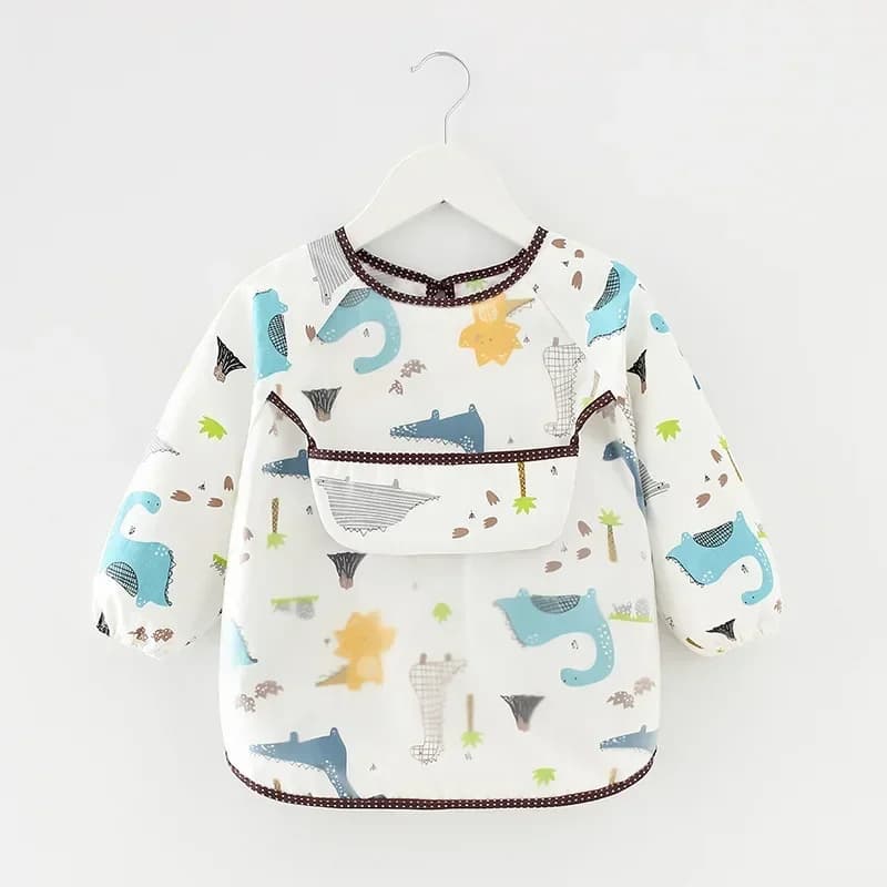 Baby Bibs Waterproof Infant Eating Bib with Pocket Children Drawing Long Sleeve Apron Kid Burp Cloth Boys Girls Bandana Stuff