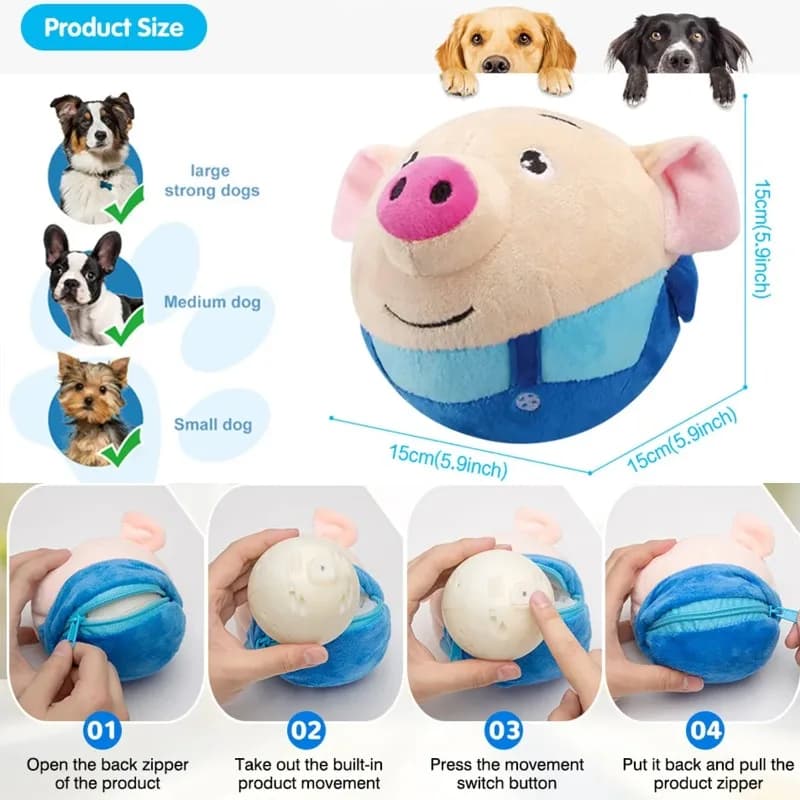 Pet Electronic Toy Cat Ball Pet Bouncing Jump Ball Music Vibration Bite Puppy Ball Interactive Dog Chewing Moving PlushDoll Toy