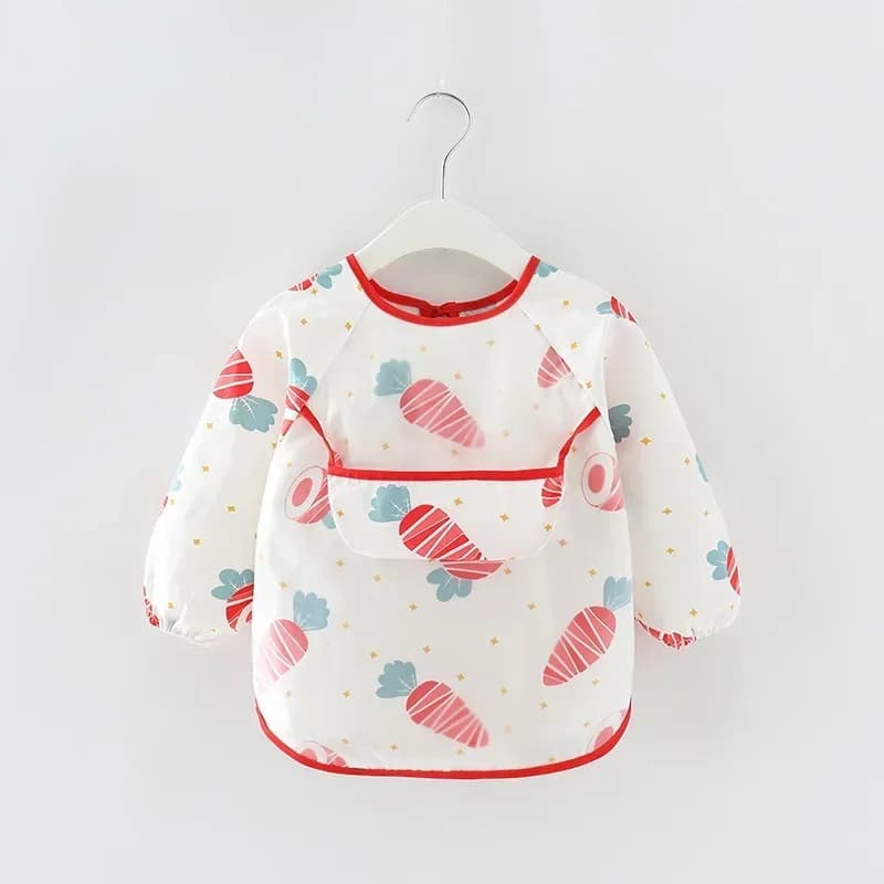 Baby Bibs Waterproof Infant Eating Bib with Pocket Children Drawing Long Sleeve Apron Kid Burp Cloth Boys Girls Bandana Stuff
