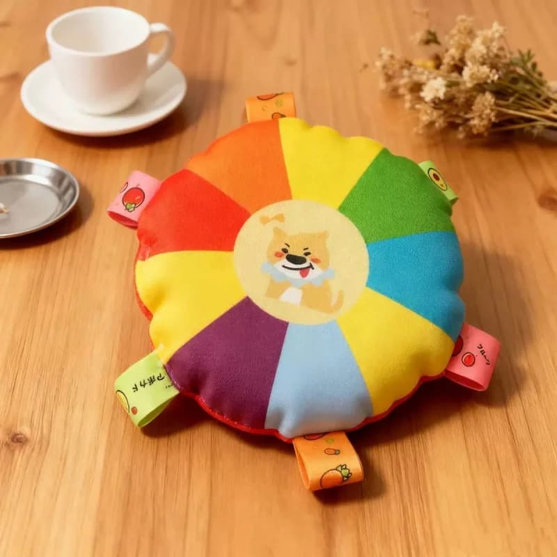 Pet Dog Toys Colorful Round Plush Frisbee Squeaky Interactive Tug Chew Toy Bite Resistant Anxiety Relief Training Pet Play Toy