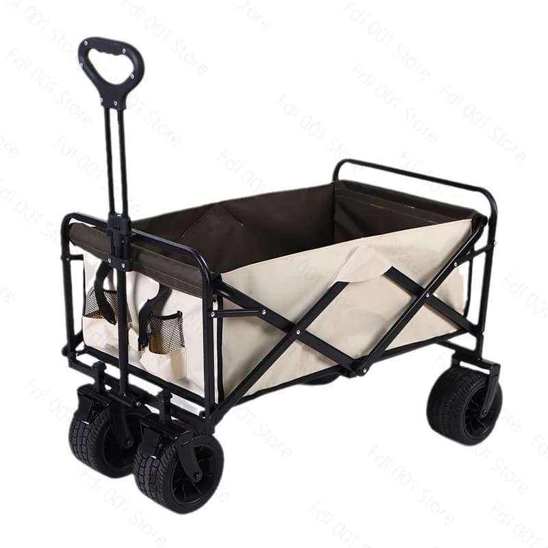 Outdoor camping vehicle, campsite vehicle, portable picnic trolley trailer, camping stall folding cart