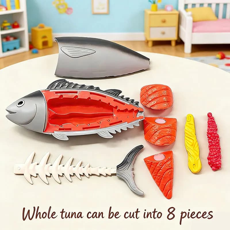 Kids Cutting Food Pretend Kitchen Toys Simulated Seafood Disassembly Crab/Tuna/Turkey Set Educational Role Play Gift Girls Toys