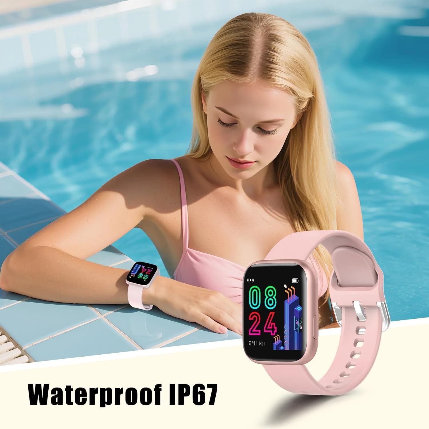 Smart Watch for Women,1.4" Touchscreen IP67 Waterproof,SpO2,Heart Rate,Sleep Monitor, Pedometer,Music Control for iOS Android