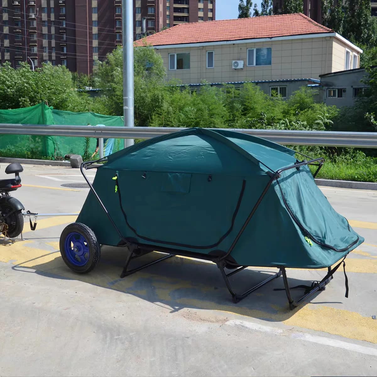 Bike Mountain Bike Camping Trailer, Outdoor Camper Vehicle, Cycling Camping Equipment Off-Ground Tent