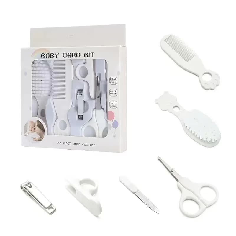 Baby Grooming Kit Baby Care Set Cute Design Comb Brush Nail Clippers Scissors Safe Newborn Infant Grooming Tools